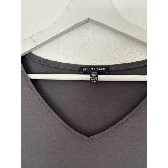 Eileen Fisher Womens Small/petite V Neck Grey‎ Stretch Dress Long Sleeve - Picture 3 of 7